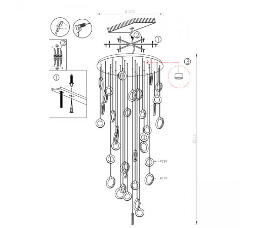 Подвесная люстра Lumien Hall Livin LH8028/36P-BK-PBK-SGD Подвесная люстра Lumien Hall Livin LH8028/36P-BK-PBK-SGD