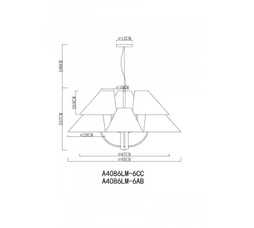 Подвесная люстра Arte Lamp Rondo A4086LM-6AB Подвесная люстра Arte Lamp Rondo A4086LM-6AB