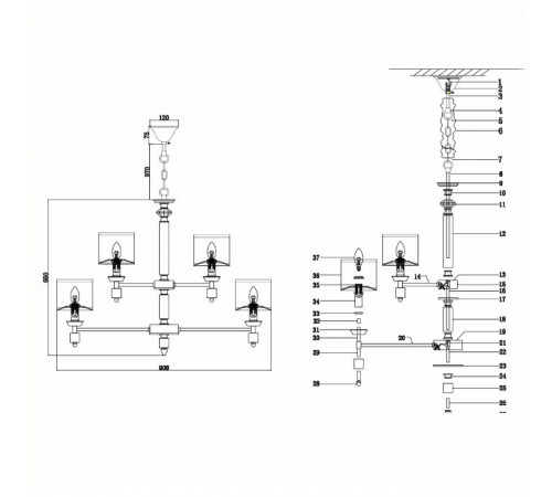 Подвесная люстра Lumien Hall Vivien LH1038/15H-CO-WT Подвесная люстра Lumien Hall Vivien LH1038/15H-CO-WT
