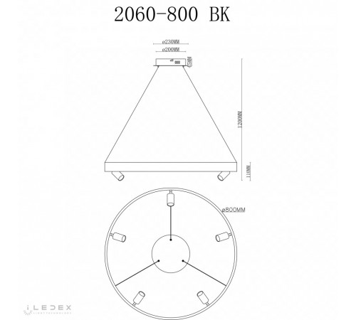 Подвесная люстра iLedex Vision 2060-D800 BK Подвесная люстра iLedex Vision 2060-D800 BK