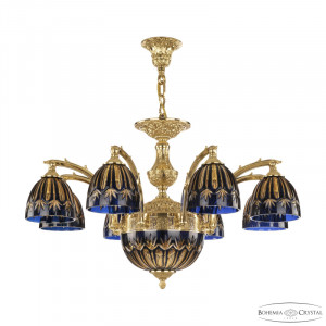 Подвесная люстра Bohemia Ivele Crystal Verona 72211P/8/210 G P1 D Amber-Blue/H-1I