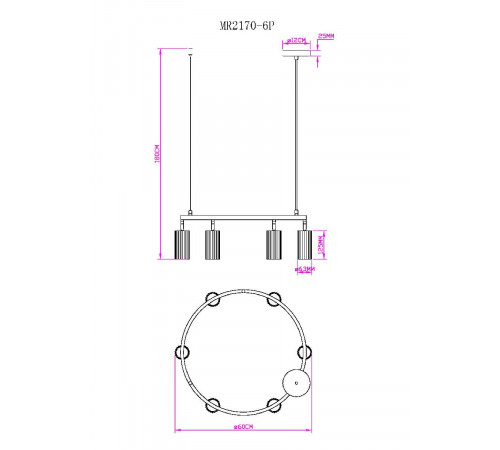 Подвесная люстра Myfar Alex MR2170-6P Подвесная люстра Myfar Alex MR2170-6P