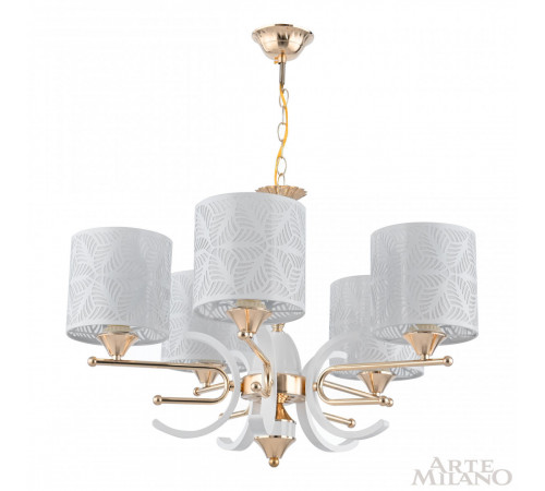Подвесная люстра Arte Milano Florentia-2097 302097/5 Wh/Gd Подвесная люстра Arte Milano Florentia-2097 302097/5 Wh/Gd