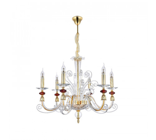 Подвесная люстра Crystal lux CATARINA SP6 V2 GOLD/TRANSPARENT-COGNAC