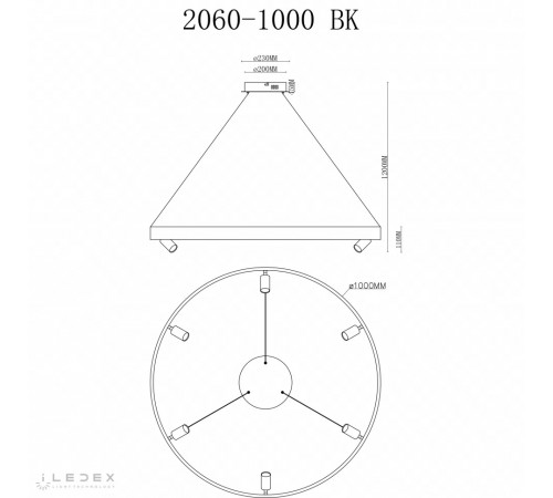Подвесная люстра iLedex Vision 2060-D1000 BK Подвесная люстра iLedex Vision 2060-D1000 BK