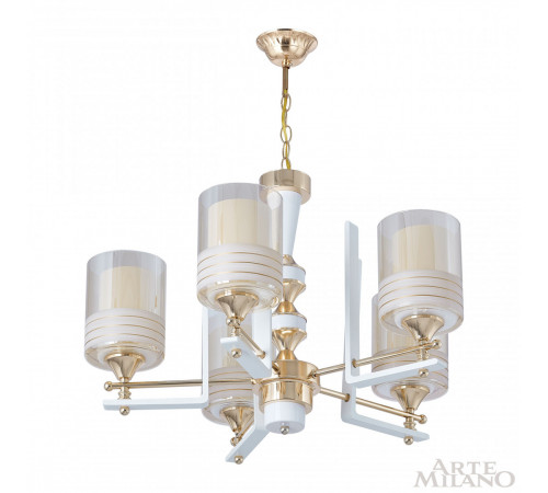 Подвесная люстра Arte Milano Florentia-6087 306087/5 Wh/Gd Подвесная люстра Arte Milano Florentia-6087 306087/5 Wh/Gd