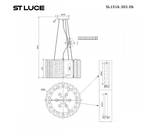 Подвесная люстра ST Luce DeLight Collection SL1516.303.06 Подвесная люстра ST Luce DeLight Collection SL1516.303.06