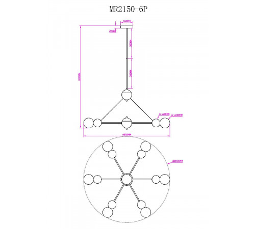 Подвесная люстра Myfar Paulo MR2150-6P Подвесная люстра Myfar Paulo MR2150-6P