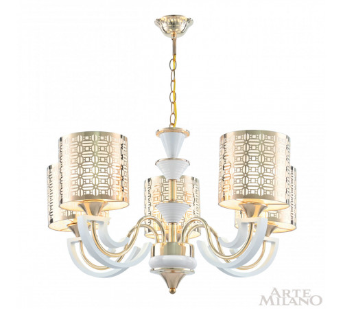 Подвесная люстра Arte Milano Florentia-8857 308857/5 Wh/Gd Подвесная люстра Arte Milano Florentia-8857 308857/5 Wh/Gd