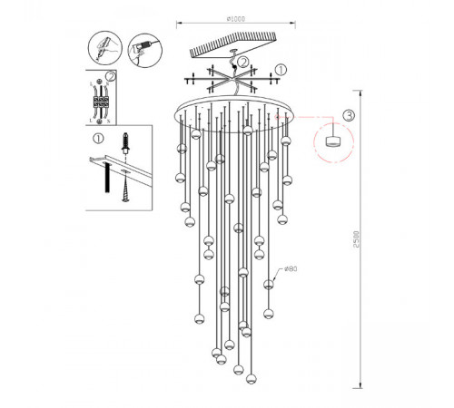Подвесная люстра Lumien Hall Danay LH8027/36P-BK-SGD Подвесная люстра Lumien Hall Danay LH8027/36P-BK-SGD