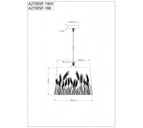 Подвесная люстра ARTE Lamp A2700SP-1WH Подвесная люстра ARTE Lamp A2700SP-1WH