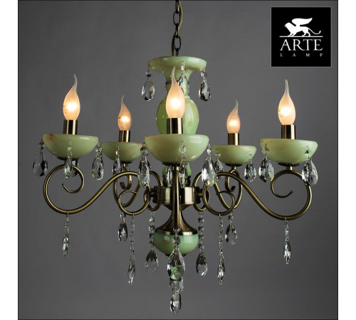 Подвесная люстра Arte Lamp Onyx Green A9592LM-5AB Подвесная люстра Arte Lamp Onyx Green A9592LM-5AB