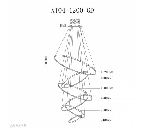 Подвесная люстра iLedex Axis XT04-D1200 GD