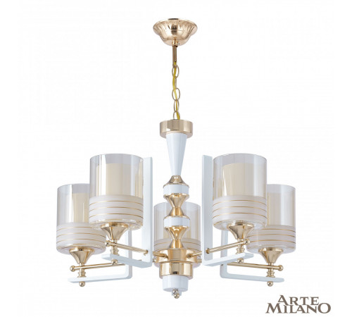 Подвесная люстра Arte Milano Florentia-6087 306087/5 Wh/Gd Подвесная люстра Arte Milano Florentia-6087 306087/5 Wh/Gd