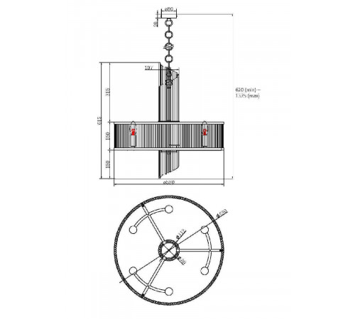 Подвесная люстра Maytoni Frame MOD174PL-06G Подвесная люстра Maytoni Frame MOD174PL-06G