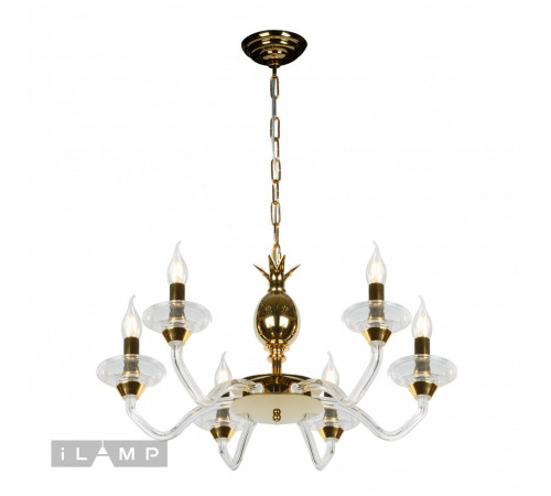Подвесная люстра iLamp Flo YT2049-6 GD+Cear Подвесная люстра iLamp Flo YT2049-6 GD+Cear