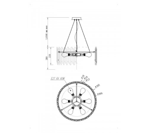Подвесная люстра Maytoni Coliseo MOD136PL-06BS Подвесная люстра Maytoni Coliseo MOD136PL-06BS