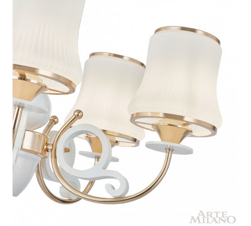 Подвесная люстра Arte Milano Florentia-1097 301097/8 Wh/Gd Подвесная люстра Arte Milano Florentia-1097 301097/8 Wh/Gd