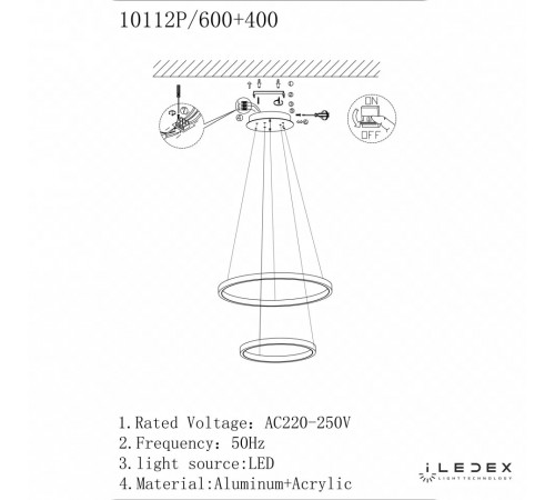 Подвесная люстра iLedex Axis 10112P/2-39W-3000K (6/4) BR