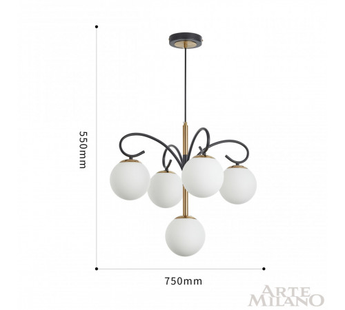 Подвесная люстра Arte Milano Neapolis 273808/4+1 BK/GD Подвесная люстра Arte Milano Neapolis 273808/4+1 BK/GD