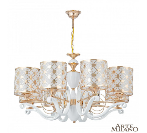 Подвесная люстра Arte Milano Florentia-3097 303097/8 Wh/Gd Подвесная люстра Arte Milano Florentia-3097 303097/8 Wh/Gd