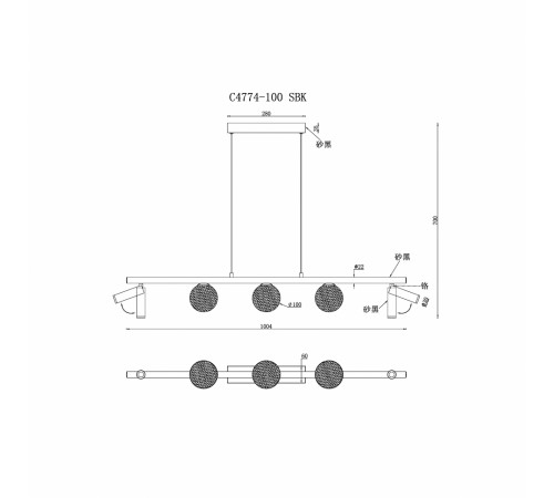 Подвесная люстра iLedex Telescope C4774-100 SBK