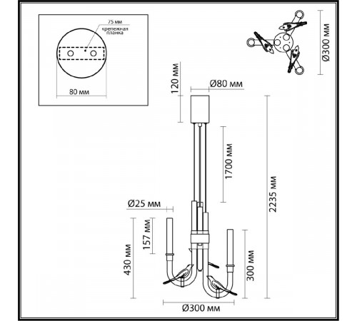 Подвесная люстра Odeon Light Lark L-vision 5431/6L Подвесная люстра Odeon Light Lark L-vision 5431/6L