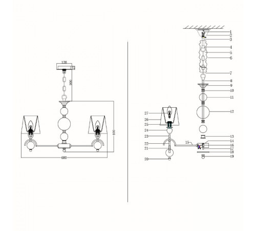 Подвесная люстра Lumien Hall Амелия LH1037/6P-NK-WT Подвесная люстра Lumien Hall Амелия LH1037/6P-NK-WT