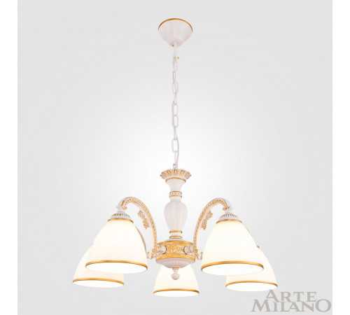 Подвесная люстра Arte Milano 340837/5 WT+G Подвесная люстра Arte Milano 340837/5 WT+G