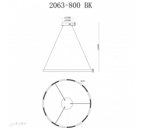 Подвесная люстра iLedex Vision 2063-D800 BK Подвесная люстра iLedex Vision 2063-D800 BK