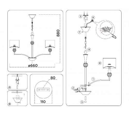 Подвесная люстра Ambrella Light High Light Classic LH71131 Подвесная люстра Ambrella Light High Light Classic LH71131