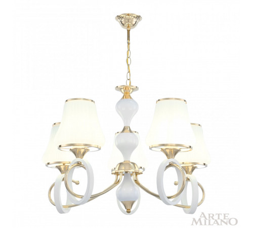 Подвесная люстра Arte Milano Florentia-2387 302387/5 Wh/Gd Подвесная люстра Arte Milano Florentia-2387 302387/5 Wh/Gd