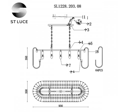Подвесная люстра ST Luce Grosseto SL1228.203.08 Подвесная люстра ST Luce Grosseto SL1228.203.08