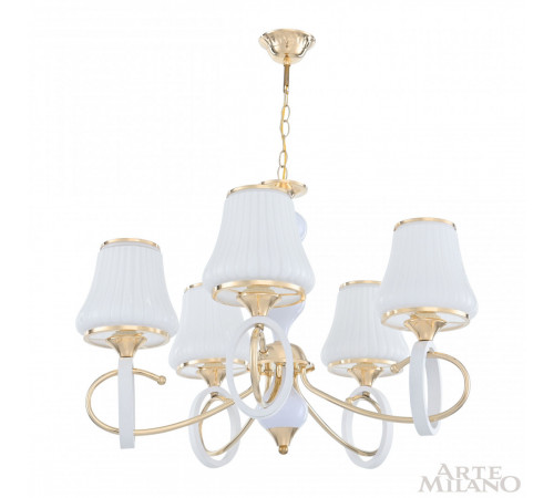 Подвесная люстра Arte Milano Florentia-2387 302387/5 Wh/Gd Подвесная люстра Arte Milano Florentia-2387 302387/5 Wh/Gd