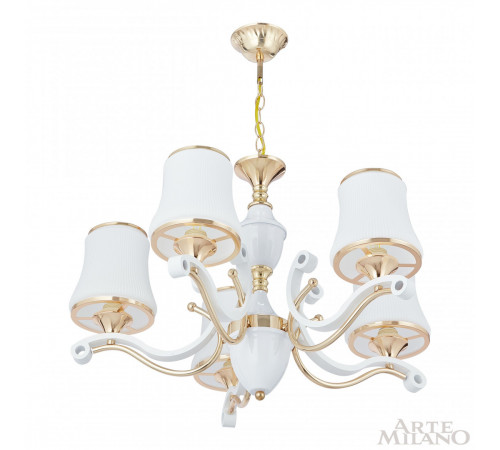 Подвесная люстра Arte Milano Florentia-3987 303987/5 Wh/Gd Подвесная люстра Arte Milano Florentia-3987 303987/5 Wh/Gd