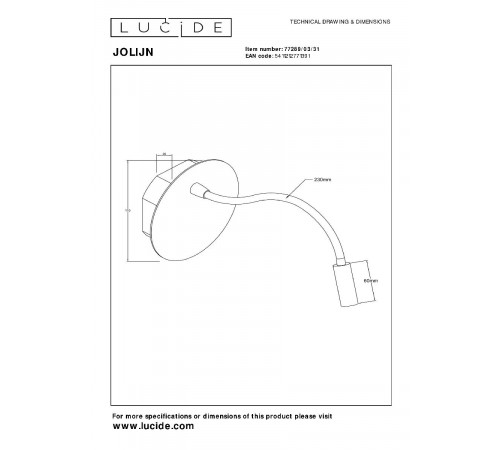 Гибкое бра Lucide Jolijn 77289/03/31 Гибкое бра Lucide Jolijn 77289/03/31