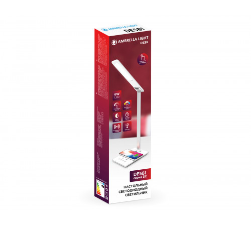 Настольная лампа с беспроводной зарядкой и USB портом Ambrella Light Desk DE581 Настольная лампа с беспроводной зарядкой и USB портом Ambrella Light Desk DE581