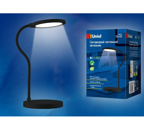 Настольная лампа (UL-00003338) Uniel TLD-553 White/LED/400Lm/4500K/Dimmer/USB Настольная лампа (UL-00003338) Uniel TLD-553 White/LED/400Lm/4500K/Dimmer/USB