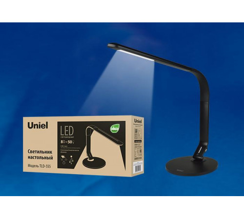 Настольная лампа (UL-00003339) Uniel TLD-553 Black/LED/400Lm/4500K/Dimmer/USB Настольная лампа (UL-00003339) Uniel TLD-553 Black/LED/400Lm/4500K/Dimmer/USB