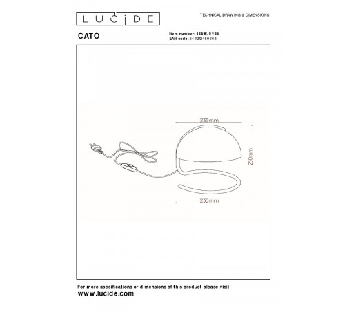 Настольная лампа Lucide Cato 46516/01/35 Настольная лампа Lucide Cato 46516/01/35