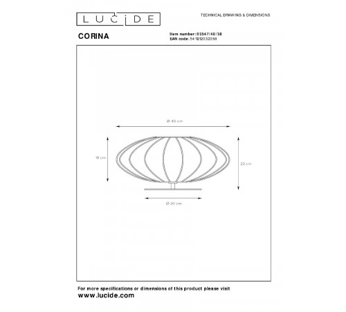 Настольная лампа Lucide Corina 03547/40/38 Настольная лампа Lucide Corina 03547/40/38