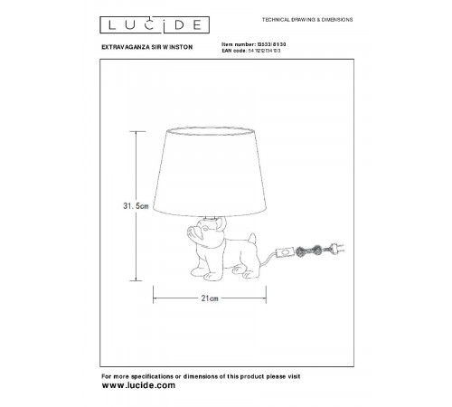 Настольная лампа Lucide Extravaganza Sir Winston 13533/81/30 Настольная лампа Lucide Extravaganza Sir Winston 13533/81/30