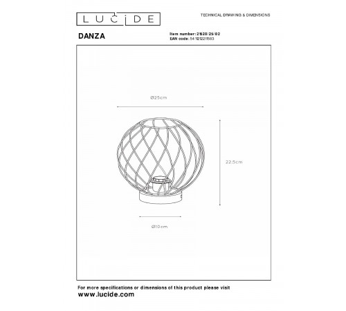 Настольная лампа Lucide Danza 21528/25/02 Настольная лампа Lucide Danza 21528/25/02