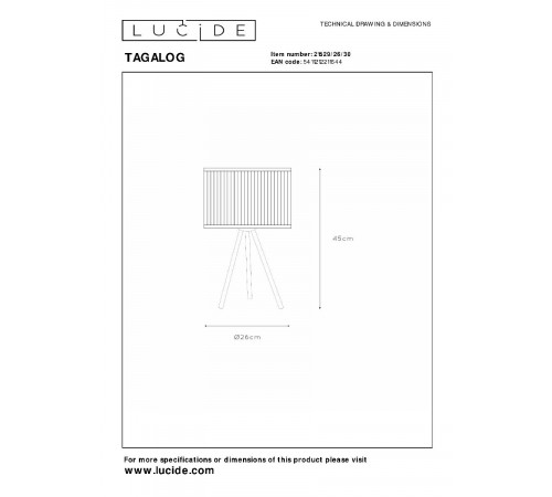 Настольная лампа Lucide Tagalog 21529/26/30 Настольная лампа Lucide Tagalog 21529/26/30