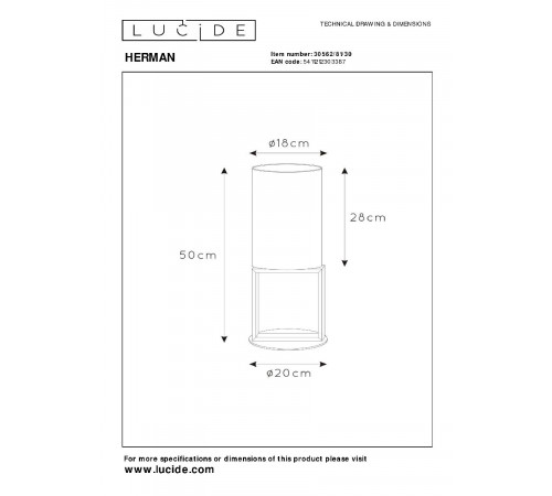 Настольная лампа Lucide Herman 30562/81/30