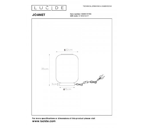 Настольная лампа Lucide Joanet 45594/01/65