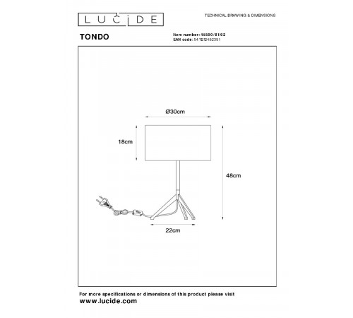 Настольная лампа Lucide Tondo 45590/81/02