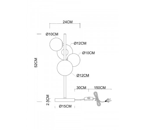 Настольная лампа Arte Lamp Gemini A2243LT-4BK Настольная лампа Arte Lamp Gemini A2243LT-4BK
