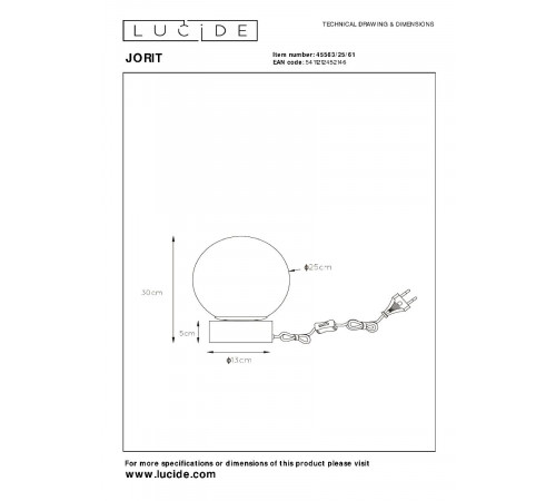 Настольная лампа Lucide Jorit 45563/25/61 Настольная лампа Lucide Jorit 45563/25/61