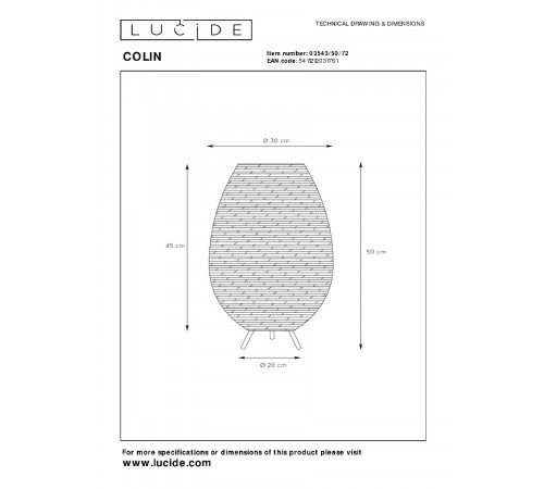Настольная лампа Lucide Colin 03543/50/72